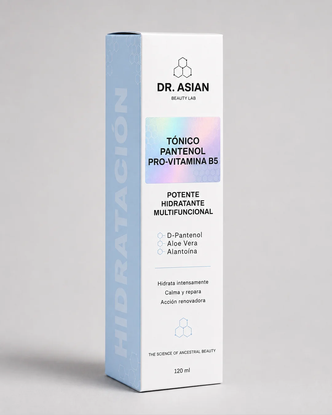 Caja del Tónico Pantenol, línea Hidratación para calmar, hidratar y reparar la piel — Dr. Asian · Blondas Paraguay